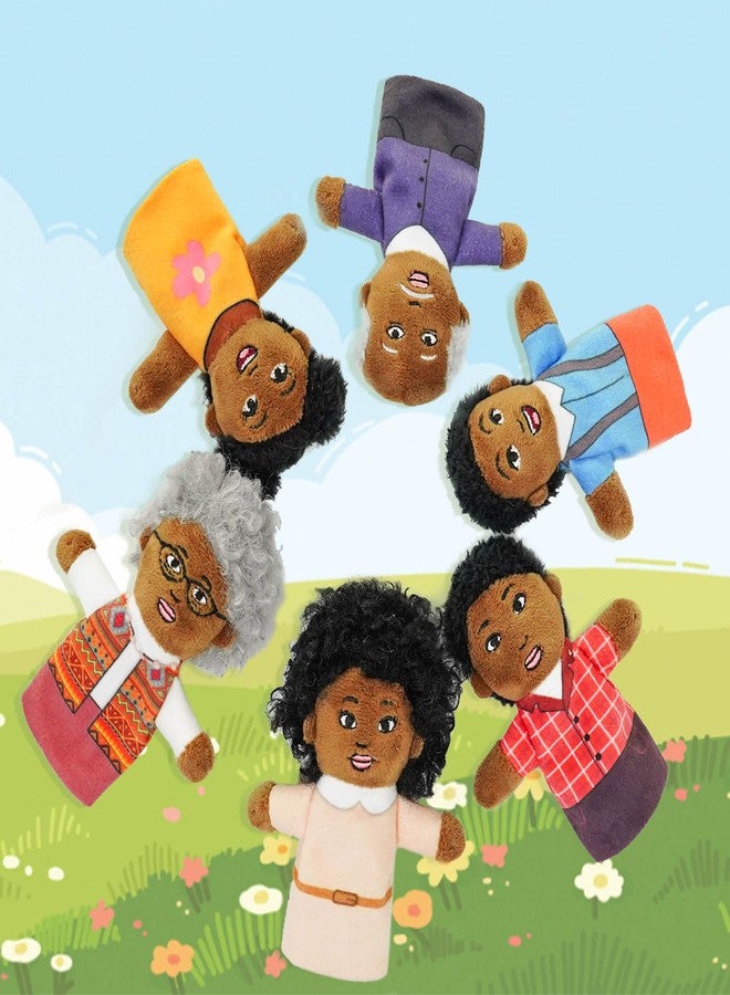 JUSTQUNSEEN Finger Puppet Family Finger Puppet,6pcs Cute Puppet Mini Plush Toys Teaching Show,Soft Puppet for Kids Family Members Role Playing Birthday Party (African Style) - Image 4
